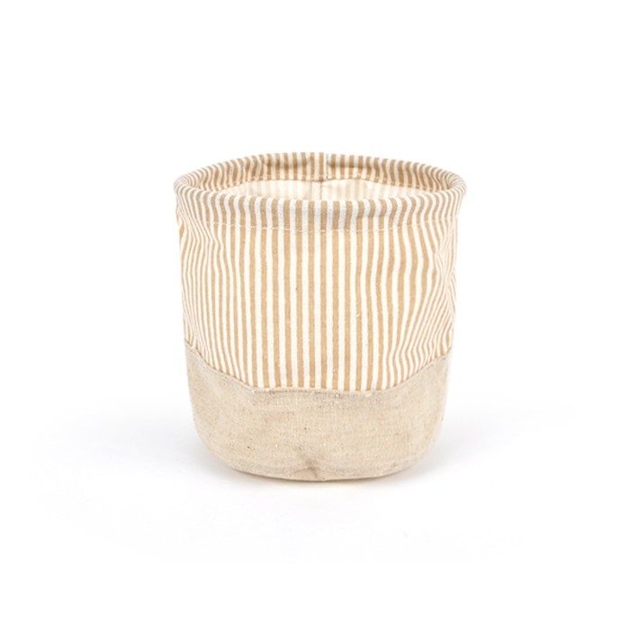 Кашпо из ткани "Полоса", бежевое, 15 x 15 см