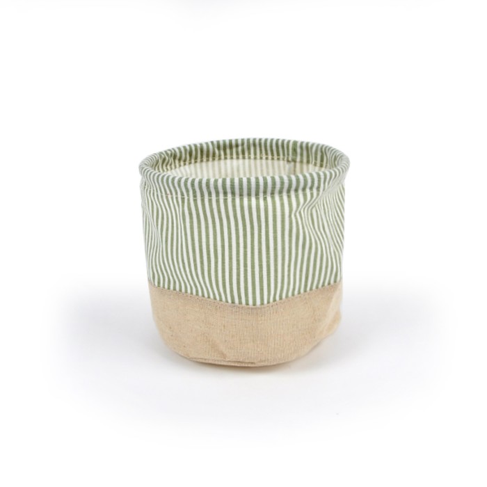 Кашпо из ткани "Полоса", зелёное, 15 x 15 см