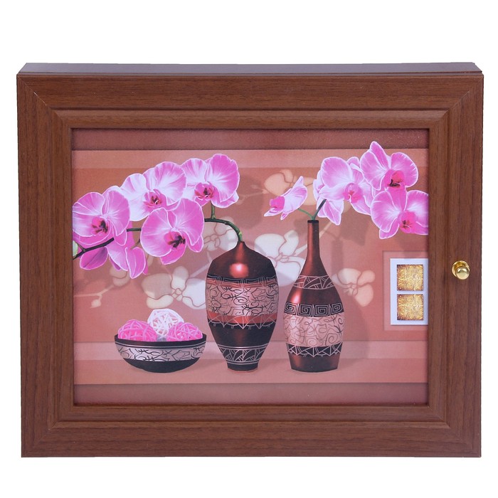 Ключница "Прекрасные орхидеи", орех