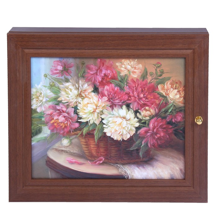 Ключница "Корзина с пионами", орех