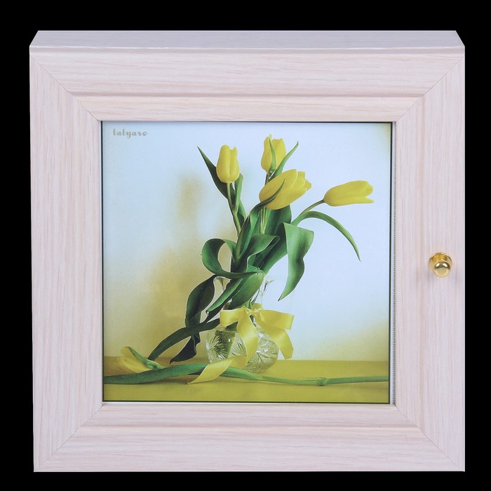 Ключница "Жёлтые тюльпаны", молочный дуб