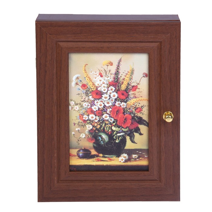 Ключница "Пестрый букет", орех