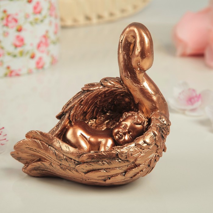 Статуэтка "Ангел в лебеде", средняя, бронза