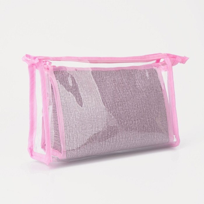 Набор косметичек 2 в 1, отдел на молнии, цвет розовый