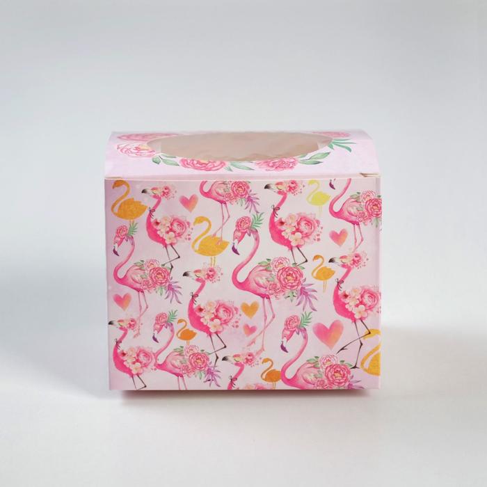 Коробочка для капкейка «Фламинго», 7 х 9 х 7,5 см