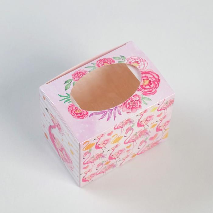 Коробочка для капкейка «Фламинго», 7 х 9 х 7,5 см