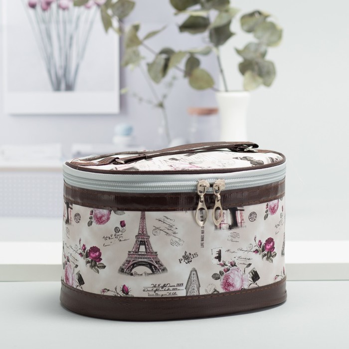 Набор косметичек 3 в 1 «Города», отдел на молнии, зеркало, цвет бежевый