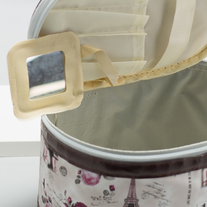 Набор косметичек 3 в 1 «Города», отдел на молнии, зеркало, цвет бежевый