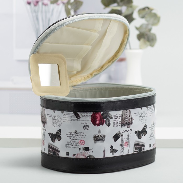 Набор косметичек 3 в 1 «Города», отдел на молнии, зеркало, цвет серый