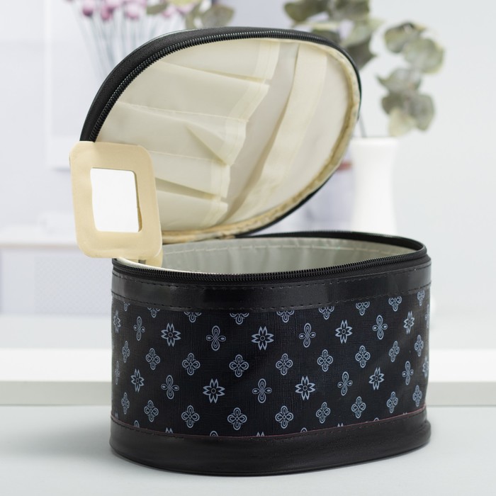 Наборы косметичек 3 в 1 «Фигуры», отдел на молнии, зеркало, цвет чёрный