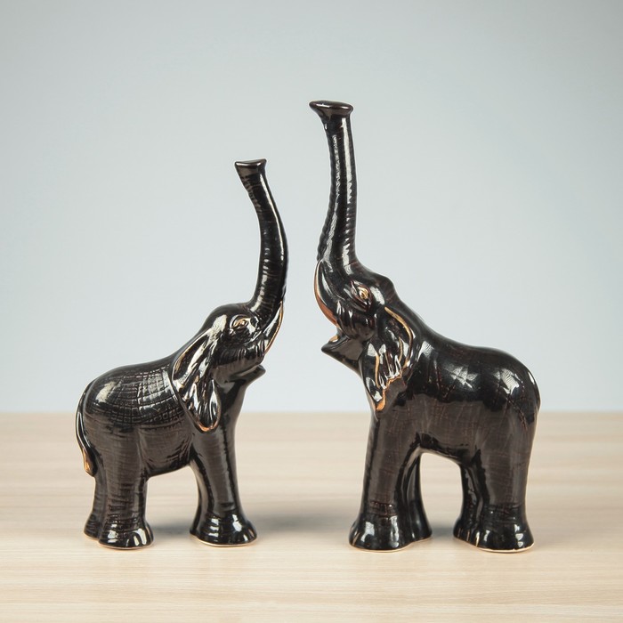 Сувенир "Слон пара", чёрный, набор из 2-х штук