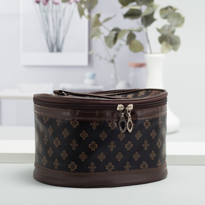 Наборы косметичек 3 в 1 «Фигуры», отдел на молнии, зеркало, цвет коричневый