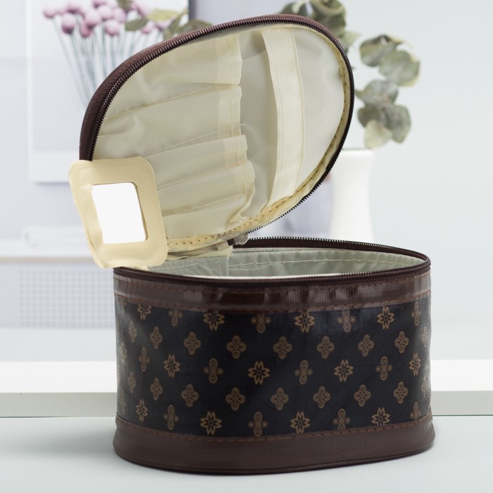 Наборы косметичек 3 в 1 «Фигуры», отдел на молнии, зеркало, цвет коричневый