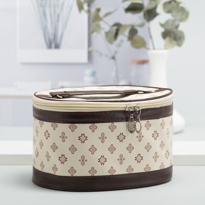 Наборы косметичек 3 в 1 «Фигуры», отдел на молнии, зеркало, цвет бежевый