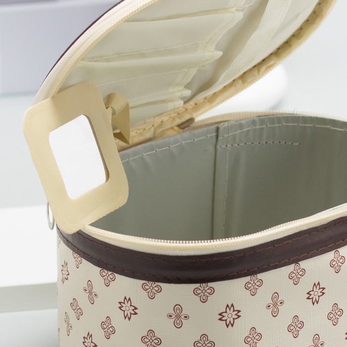 Наборы косметичек 3 в 1 «Фигуры», отдел на молнии, зеркало, цвет бежевый