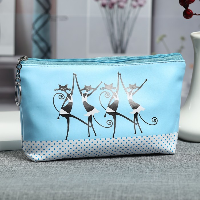 Косметичка простая «Танец», отдел на молнии, цвет голубой