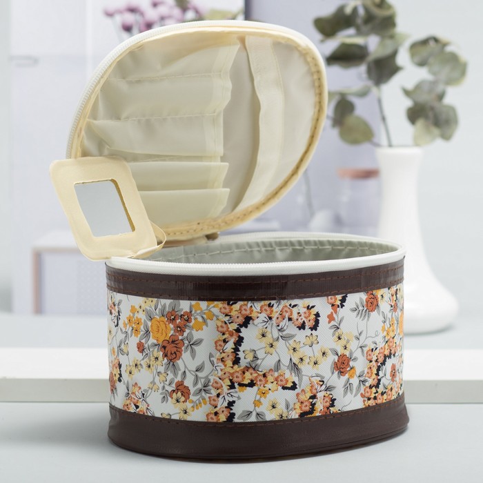 Наборы косметичек 3 в 1 «Цветы», отдел на молнии, зеркало, цвет жёлтый