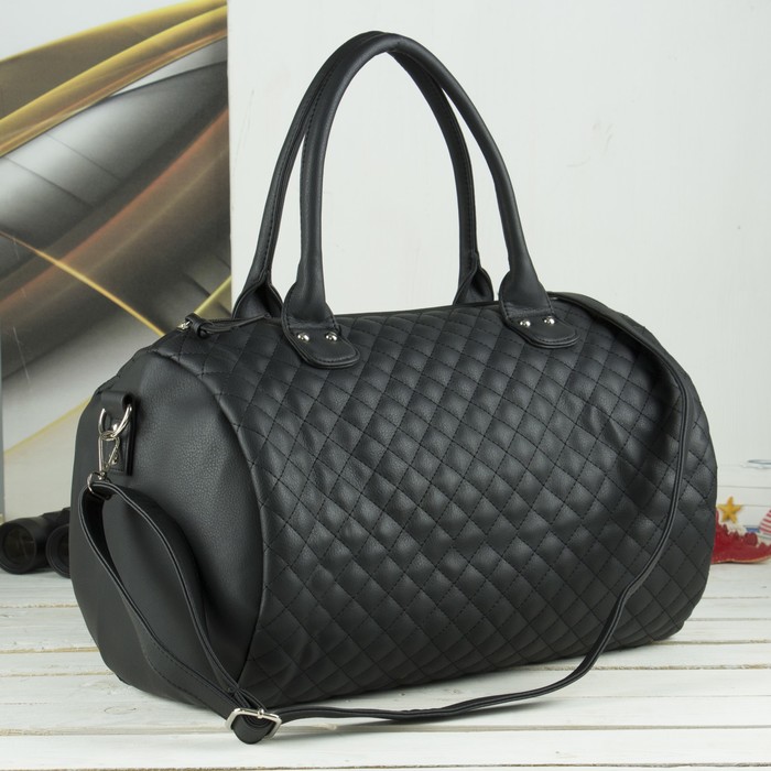 Сумка дорожная «Путешествие», отдел на молнии, длинный ремень, цвет чёрный