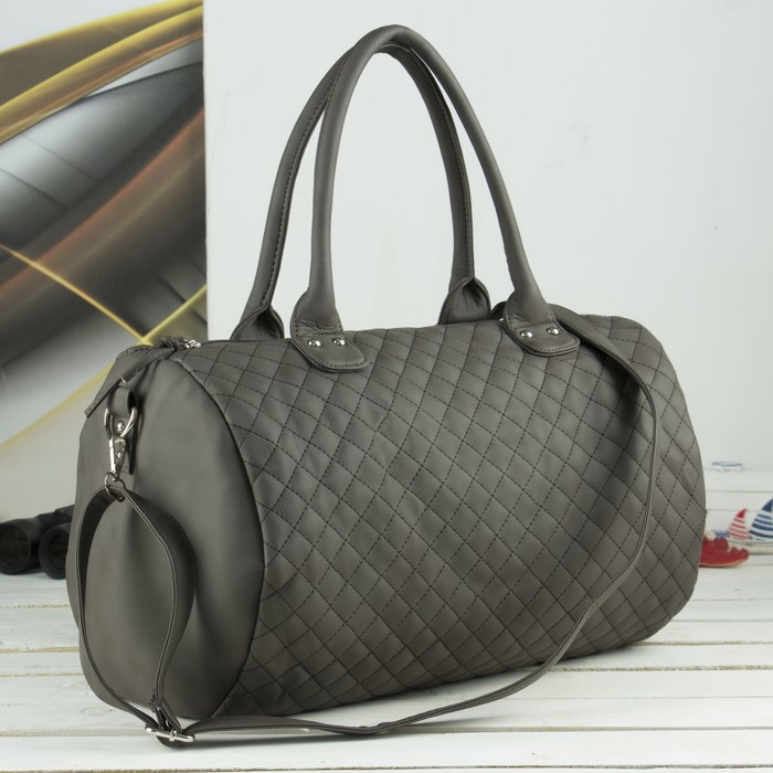 Сумка дорожная «Путешествие», отдел на молнии, длинный ремень, цвет серый