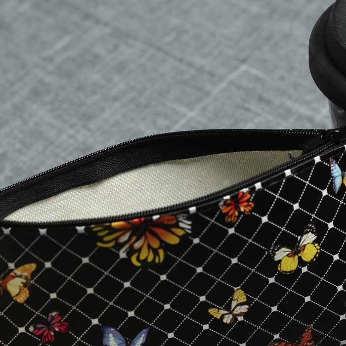 Косметичка простая «Клетка», отдел на молнии, цвет чёрный