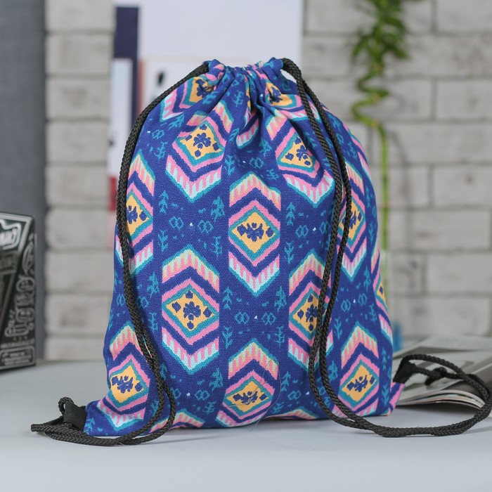 Мешок для обуви Орнамент, 32*1*42см, отдел на шнурке, синий