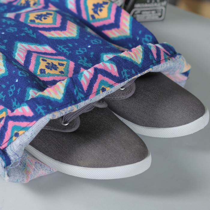 Мешок для обуви Орнамент, 32*1*42см, отдел на шнурке, синий