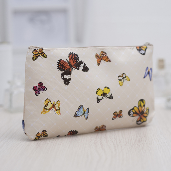 Косметичка простая «Совы», отдел на молнии, цвет бежевый