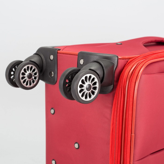 Чемодан малый с расширением 19", отдел на молнии, 2 наружных кармана, 4 колеса, кодовый замок, цвет бордовый