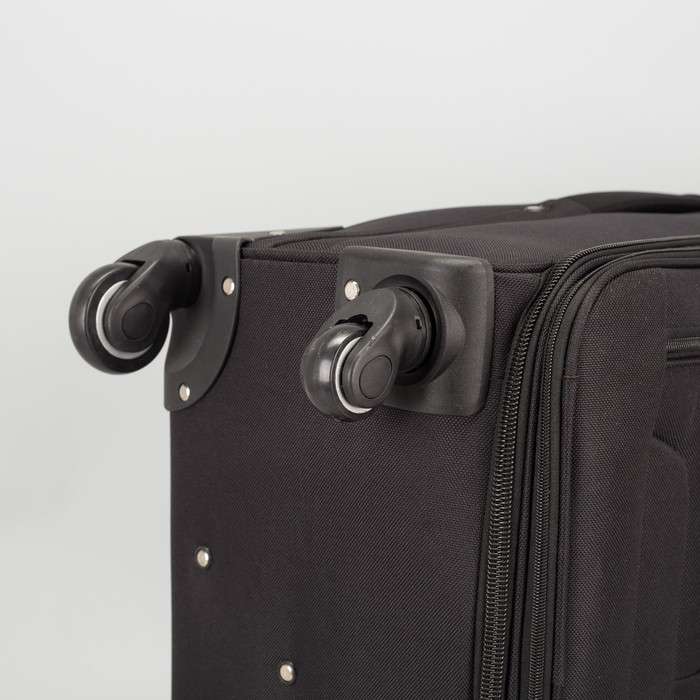 Чемодан большой с расширением 27", отдел на молнии, 2 наружных кармана, 4 колеса, кодовый замок, цвет чёрный