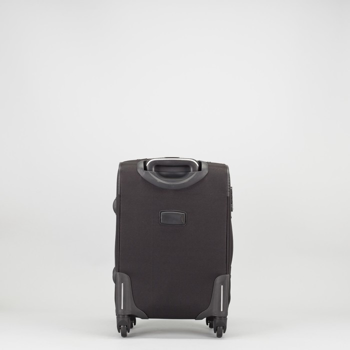 Чемодан малый с расширением 19", отдел на молнии, 2 наружных кармана, 4 колеса, кодовый замок, цвет чёрный