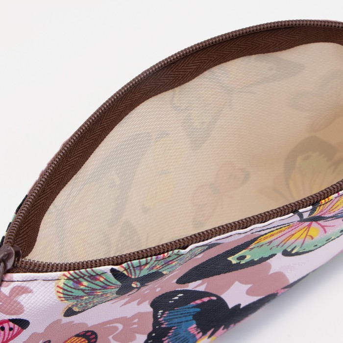 Косметичка простая «Бабочки», отдел на молнии, цвет розовый