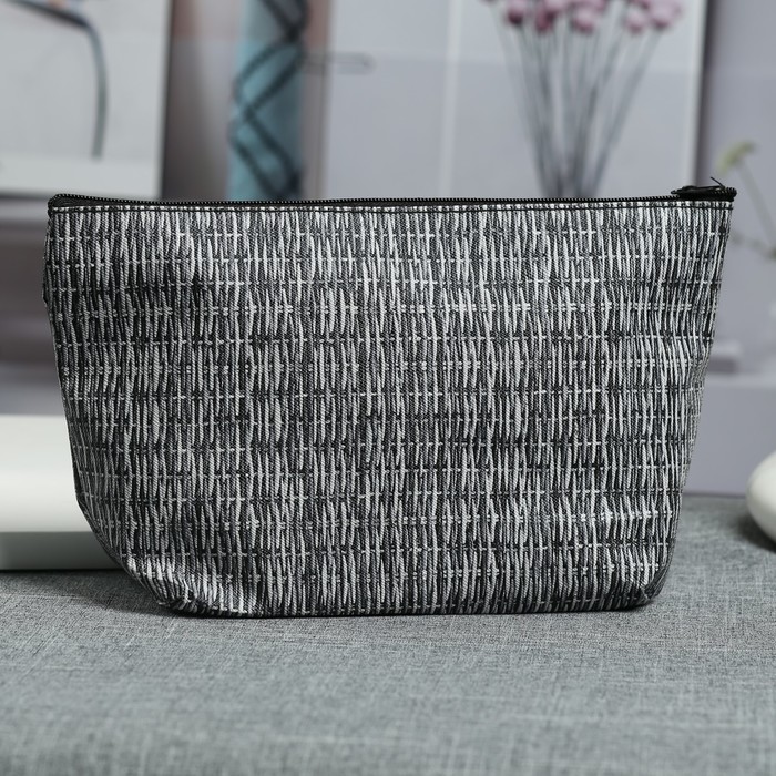 Косметичка простая «Солома», отдел на молнии, цвет серый