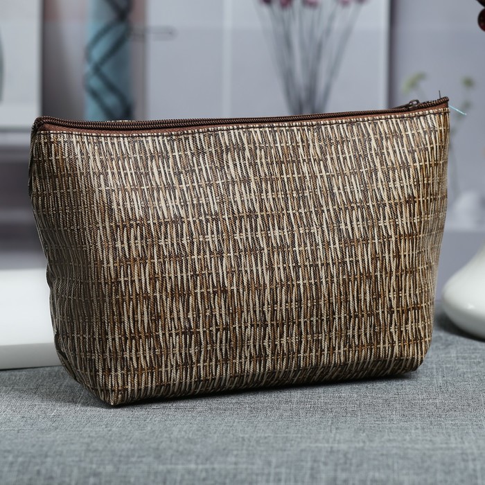 Косметичка простая «Солома», отдел на молнии, цвет коричневый