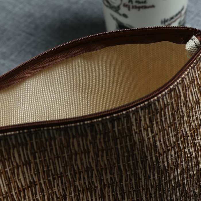 Косметичка простая «Солома», отдел на молнии, цвет коричневый