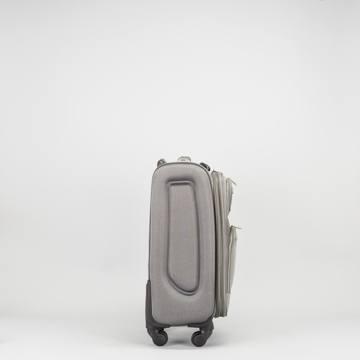Чемодан малый "Классик" с расширением 19", отдел на молнии, 2 наружных кармана, 4 колеса, кодовый замок, цвет серый