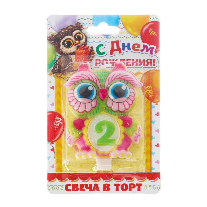 Свеча в торт цифра 2 "Сова"