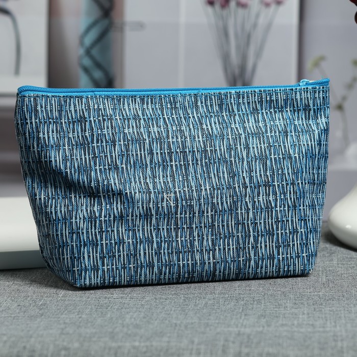 Косметичка простая «Солома», отдел на молнии, цвет синий