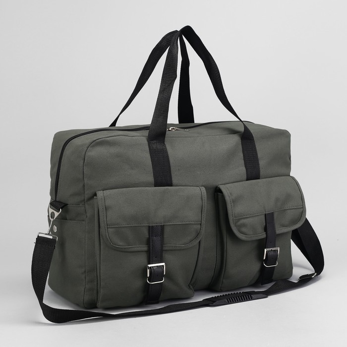 Сумка дорожная на молнии, 1 отдел, 4 наружных кармана, длинный ремень
