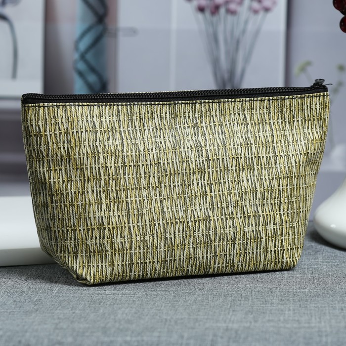 Косметичка простая «Солома», отдел на молнии, цвет бежевый