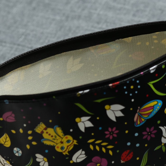 Косметичка простая «Совы», отдел на молнии, цвет чёрный