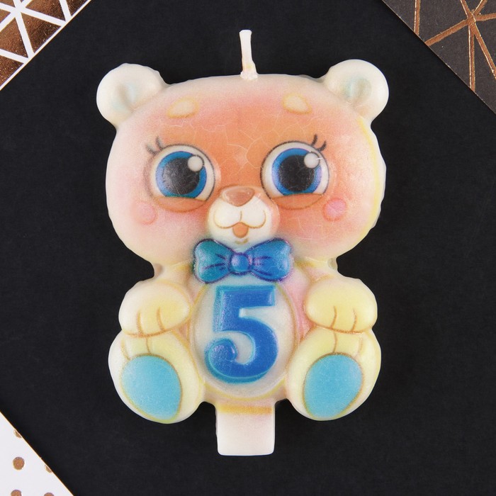 Свеча в торт цифра 5 &quot;Мишка&quot;