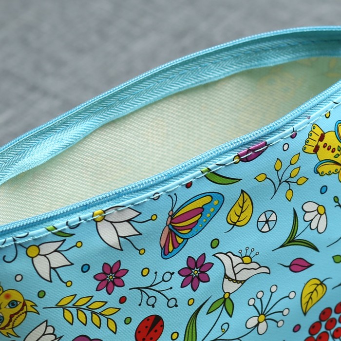 Косметичка простая «Совы», отдел на молнии, цвет голубой