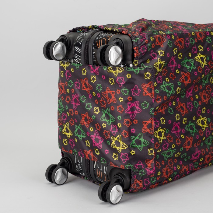 Чехол для чемодана, расширение по периметру, цвет чёрный/разноцветный