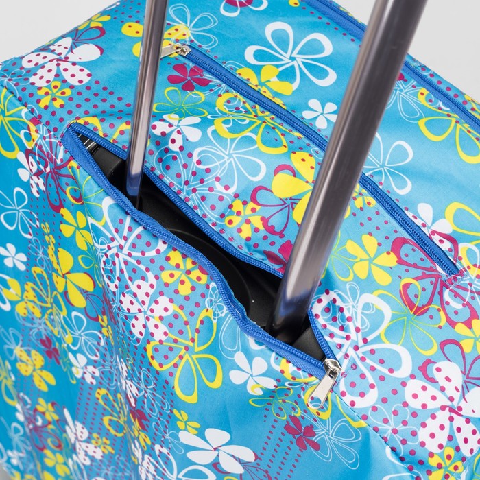 Чехол для чемодана, расширение по периметру, цвет голубой