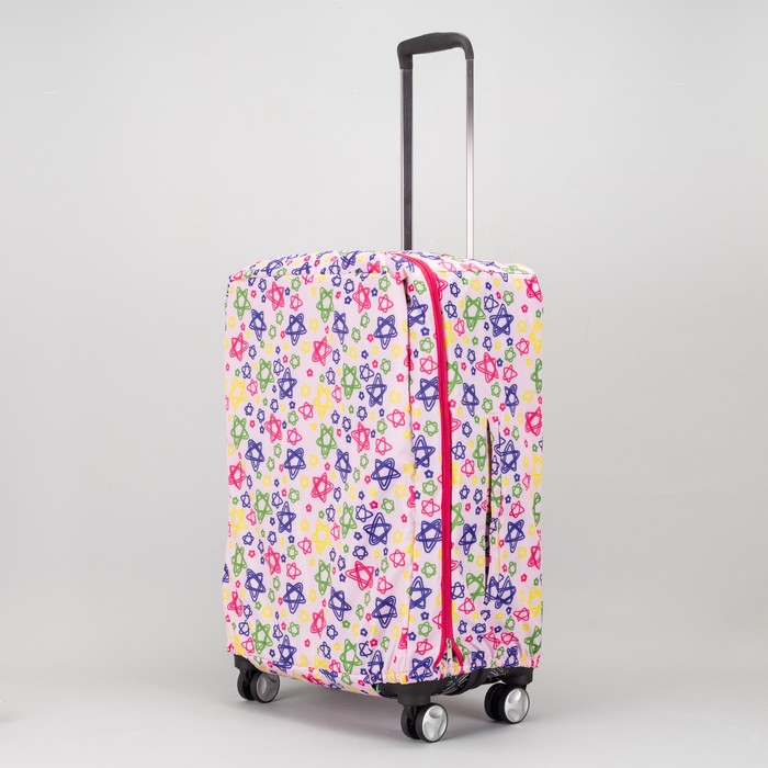 Чехол для чемодана, расширение по периметру, цвет белый/разноцветный