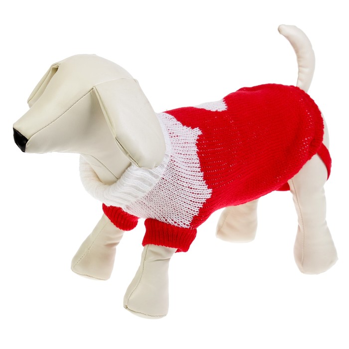 Свитер, размер 18 (по спинке 50 см, обхват груди 40 см), красный с сердечком