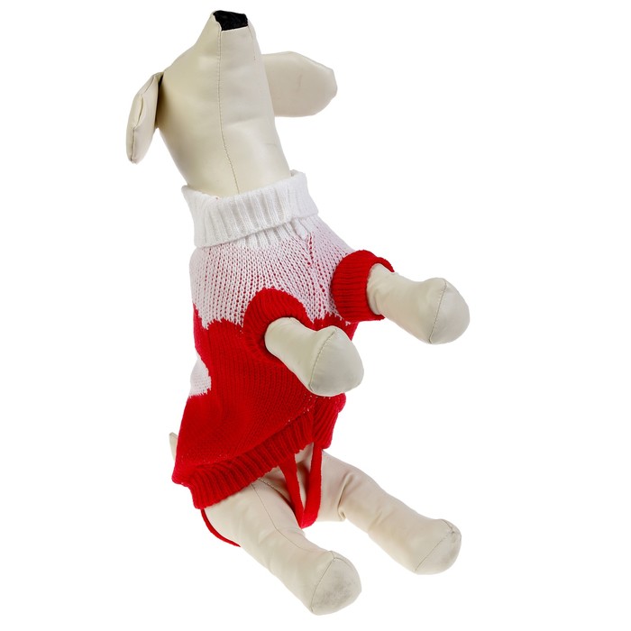 Свитер, размер 18 (по спинке 50 см, обхват груди 40 см), красный с сердечком