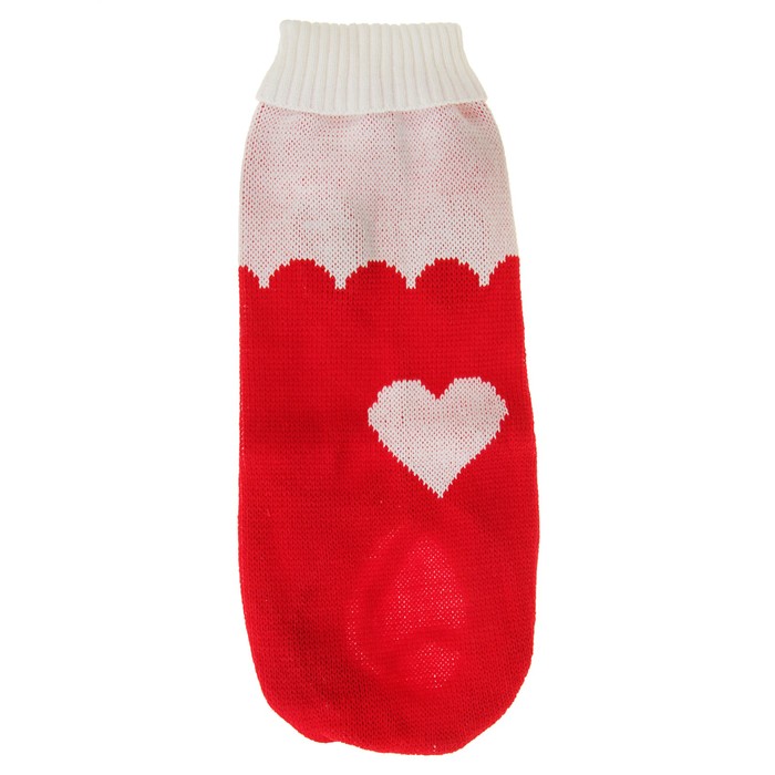 Свитер, размер 18 (по спинке 50 см, обхват груди 40 см), красный с сердечком