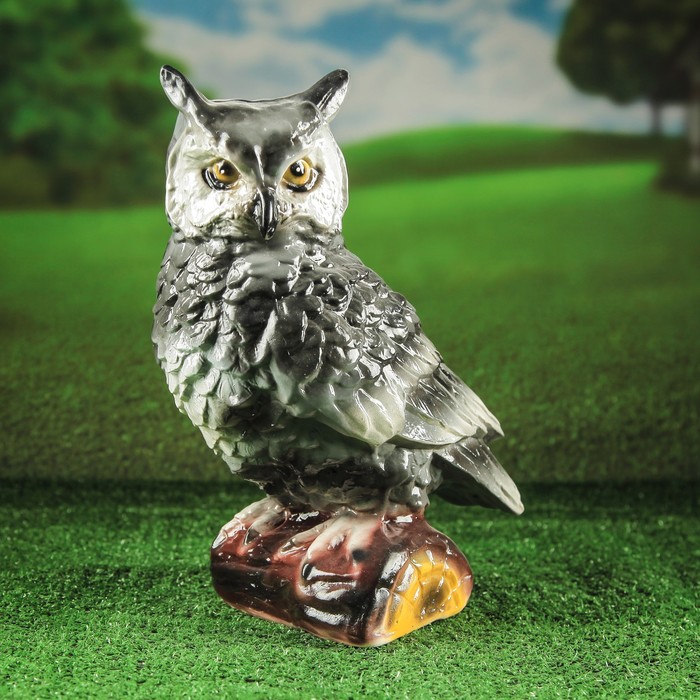 Садовая фигура "Сова Филин" глазурь серый