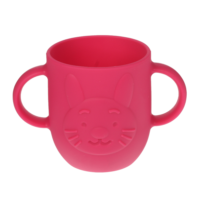 Кружка детская 320 мл, силиконовая с двумя ручками, цвет розовый